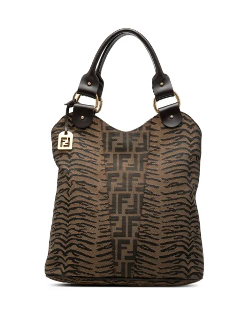 Fendi Pre-Owned 2010-2026 Zucca Zebra Print Canvas Diavolo Trapezio tote bag