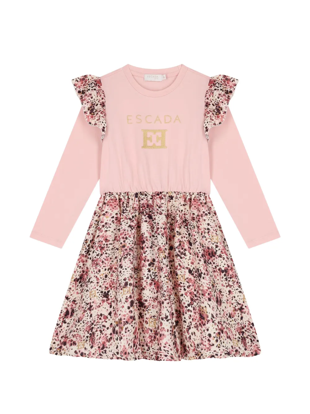 Escada Kids ruffled floral-print dress - Rose Escada Kids ruffled floral-print dress - Rose