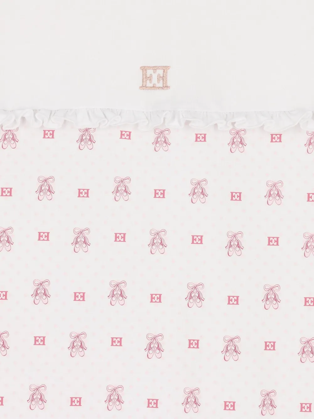 Escada Kids Deken met ballerina-print en ruches Wit