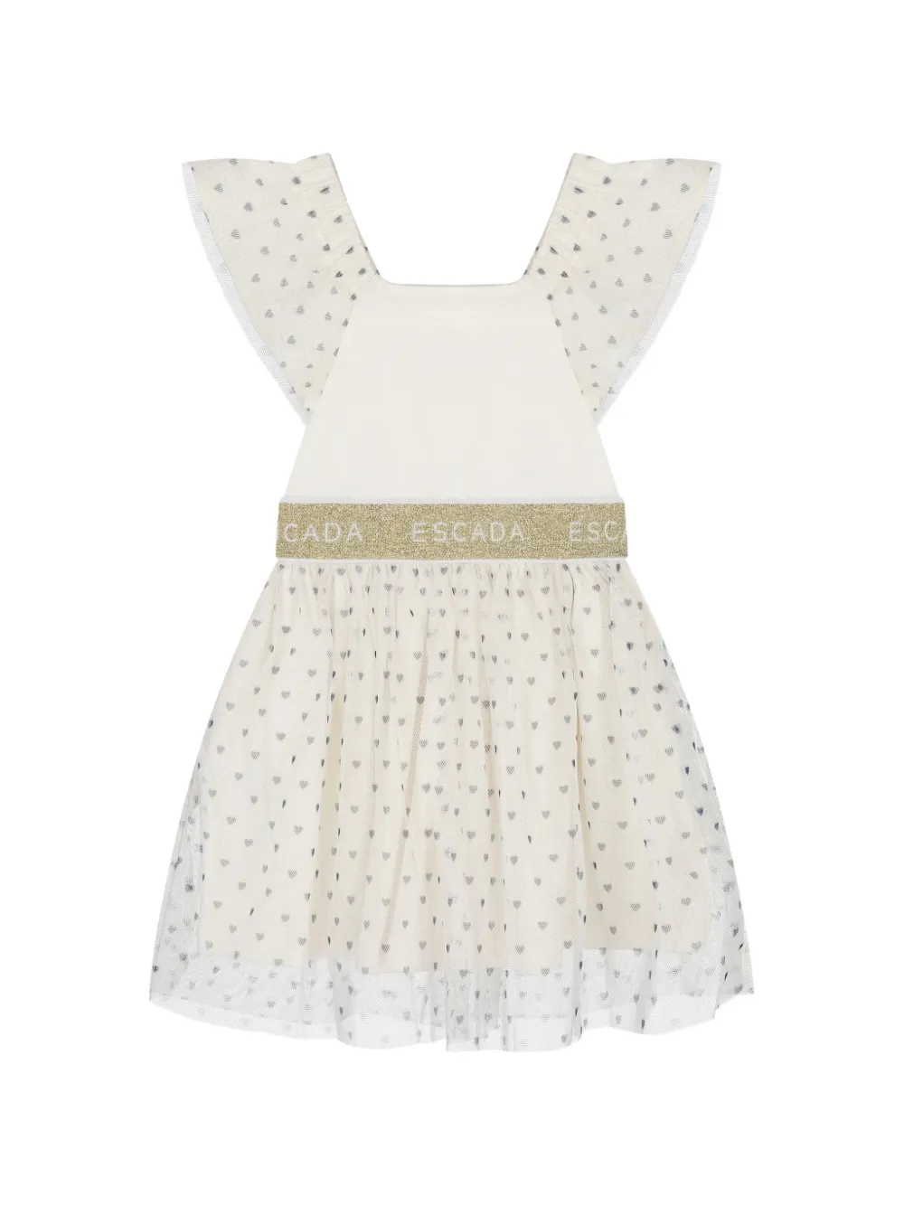 Escada Kids Jurk met logoband en hart-print Beige