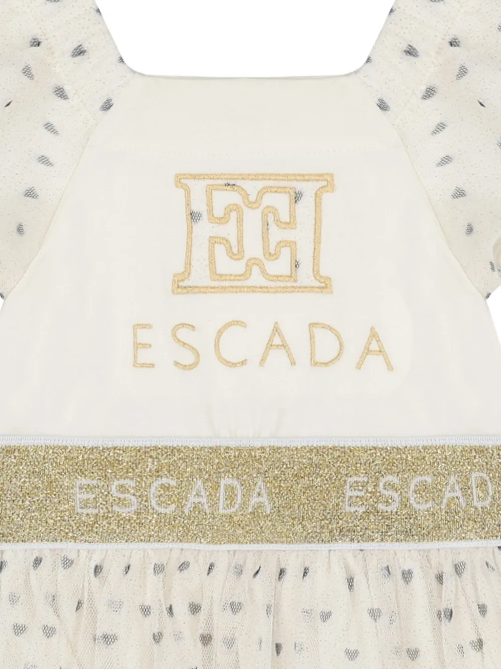 Escada Kids Jurk met logoband en hart-print Beige