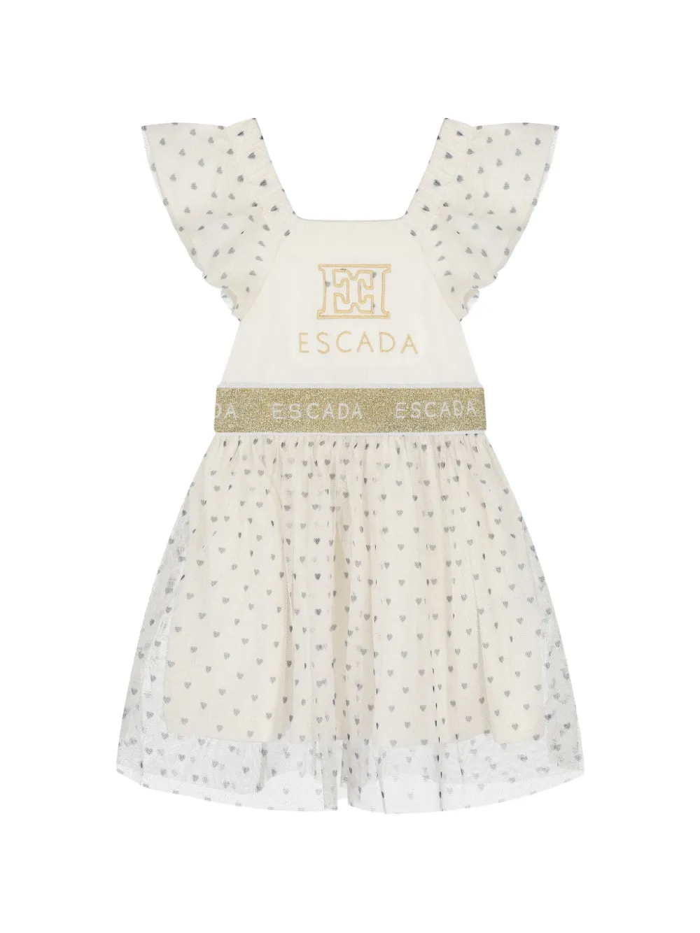 Escada Kids heart-print logo-waistband dress - Tons neutres Escada Kids heart-print logo-waistband dress - Tons neutres