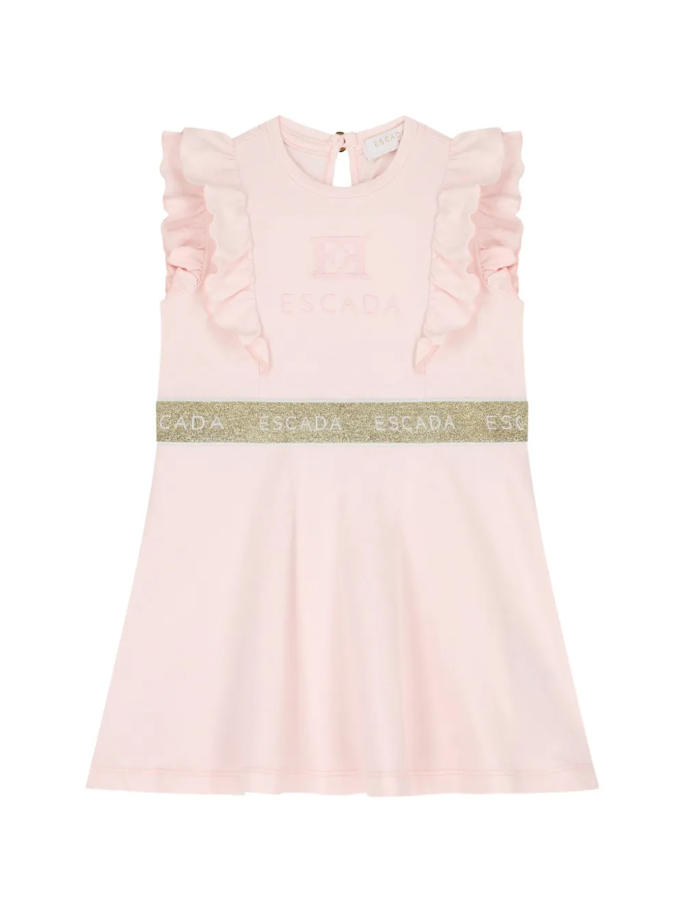 Escada Kids ruffled-trim logo-waistband mini dress Roze