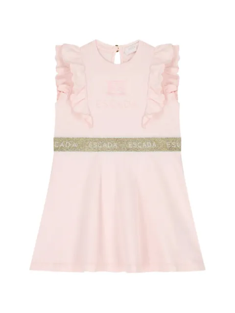 Escada Kids ruffled-trim logo-waistband mini dress