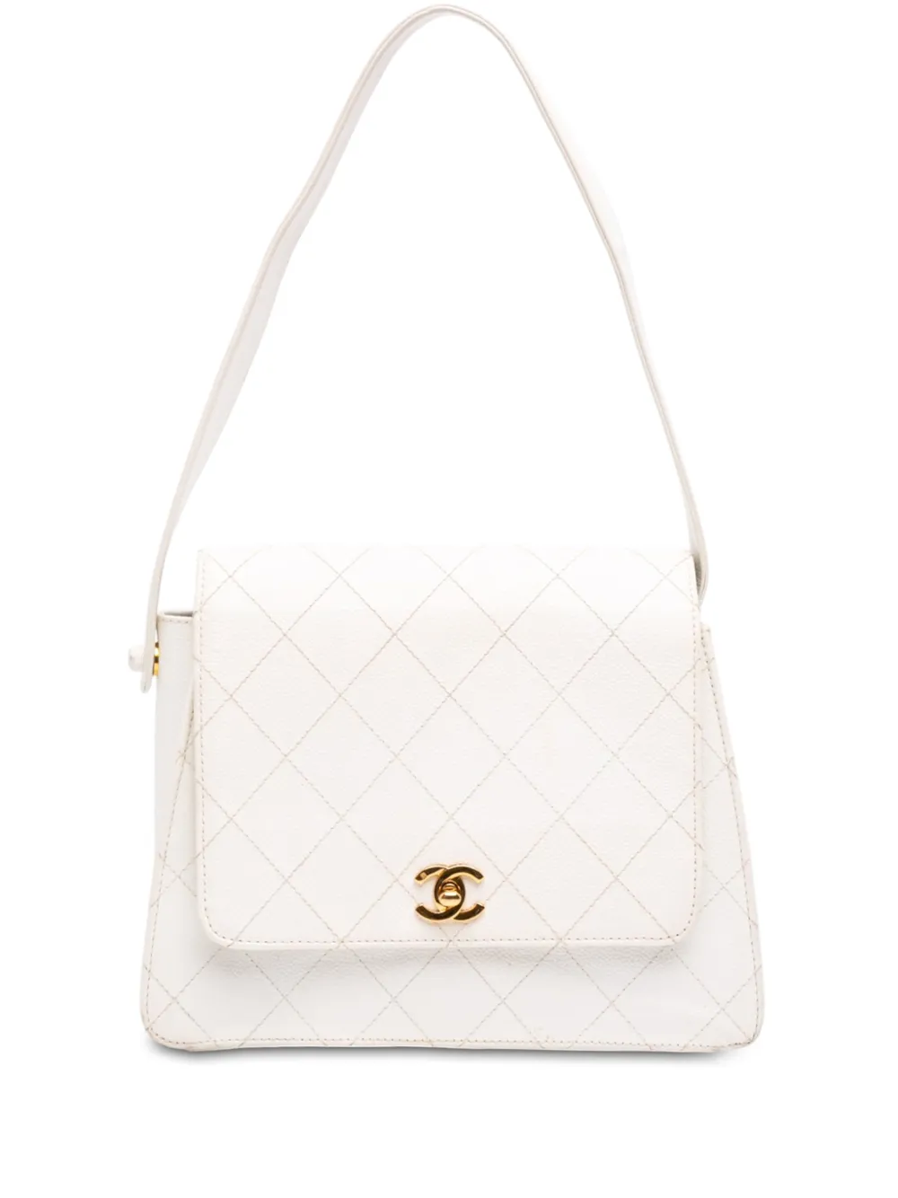 CHANEL Pre-Owned Borsa a spalla CC in pelle Caviar trapuntata 1997-1999 - Bianco