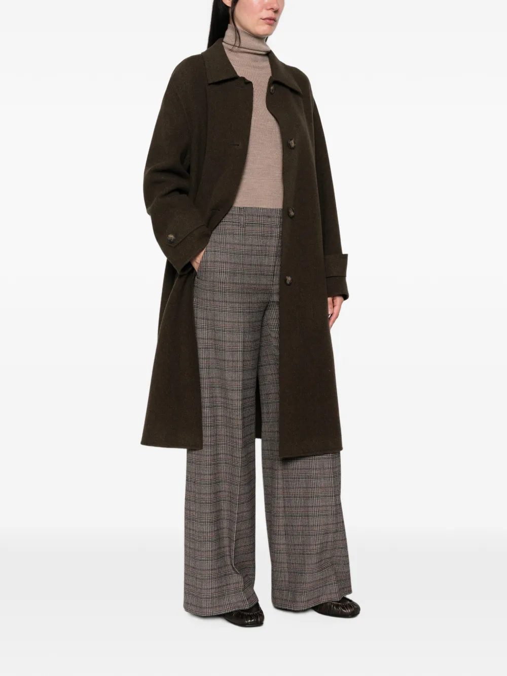 Vicolo Button-fastening Martingale Coat In Green