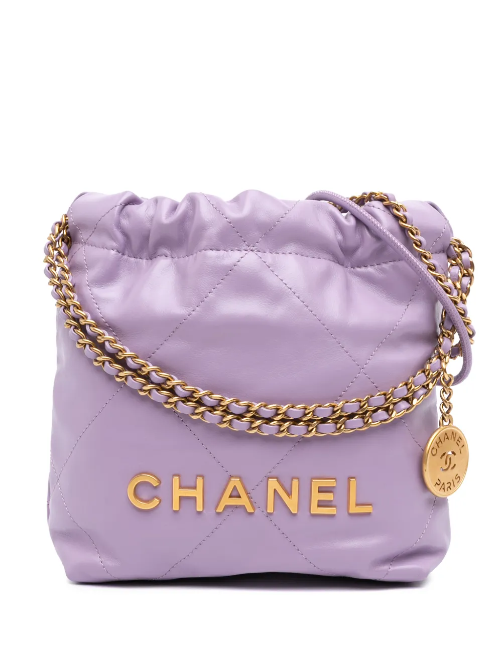 CHANEL Pre-Owned 2021-2026 Mini Shiny Calfskin 22 Handbag satchel - Viola
