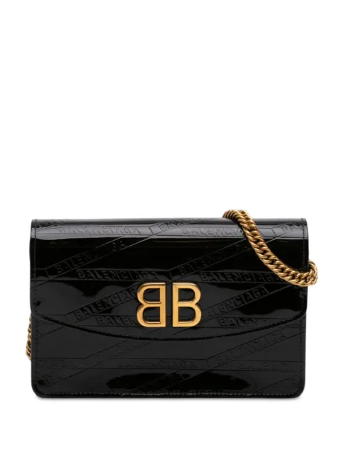 Balenciaga Pre-Owned 2019 Embossed Patent Losange BB Wallet on Chain crossbody bag