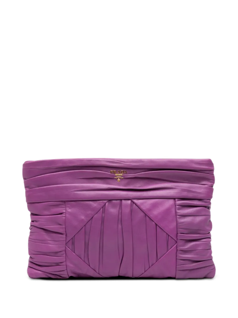 Prada Pre-Owned 2010-2026 Pleated Nappa clutch bag - Viola