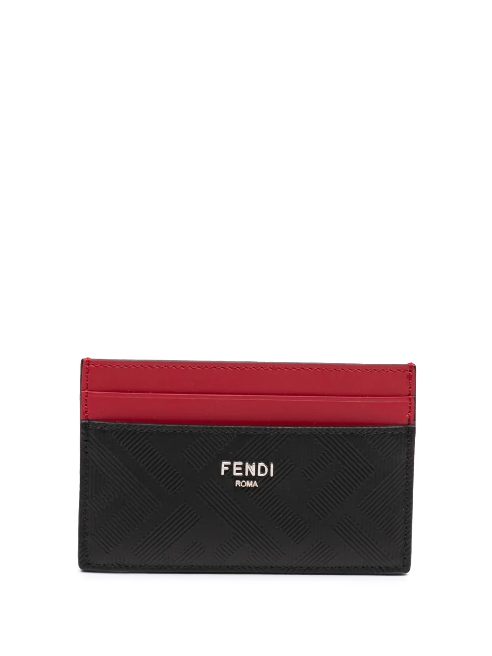 Fendi Pre-Owned 2010-2026 Zucca Shadow Calfskin Colorblock card holder - Nero