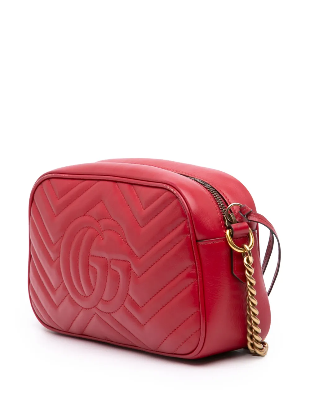 Gucci Pre-Owned 2016-2026 kleine GG Marmont Matelasse leren crossbodytas Rood