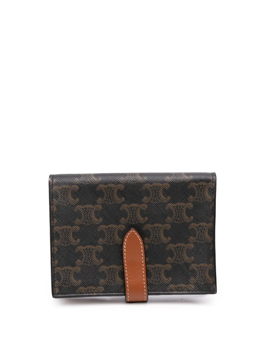Celine Pre-Owned 2020 Triomphe Coated Canvas Compact Wallet small wallets - Marrone