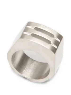 Rick Owens Beveled Crystal Trunk Ring | Silver | FARFETCH