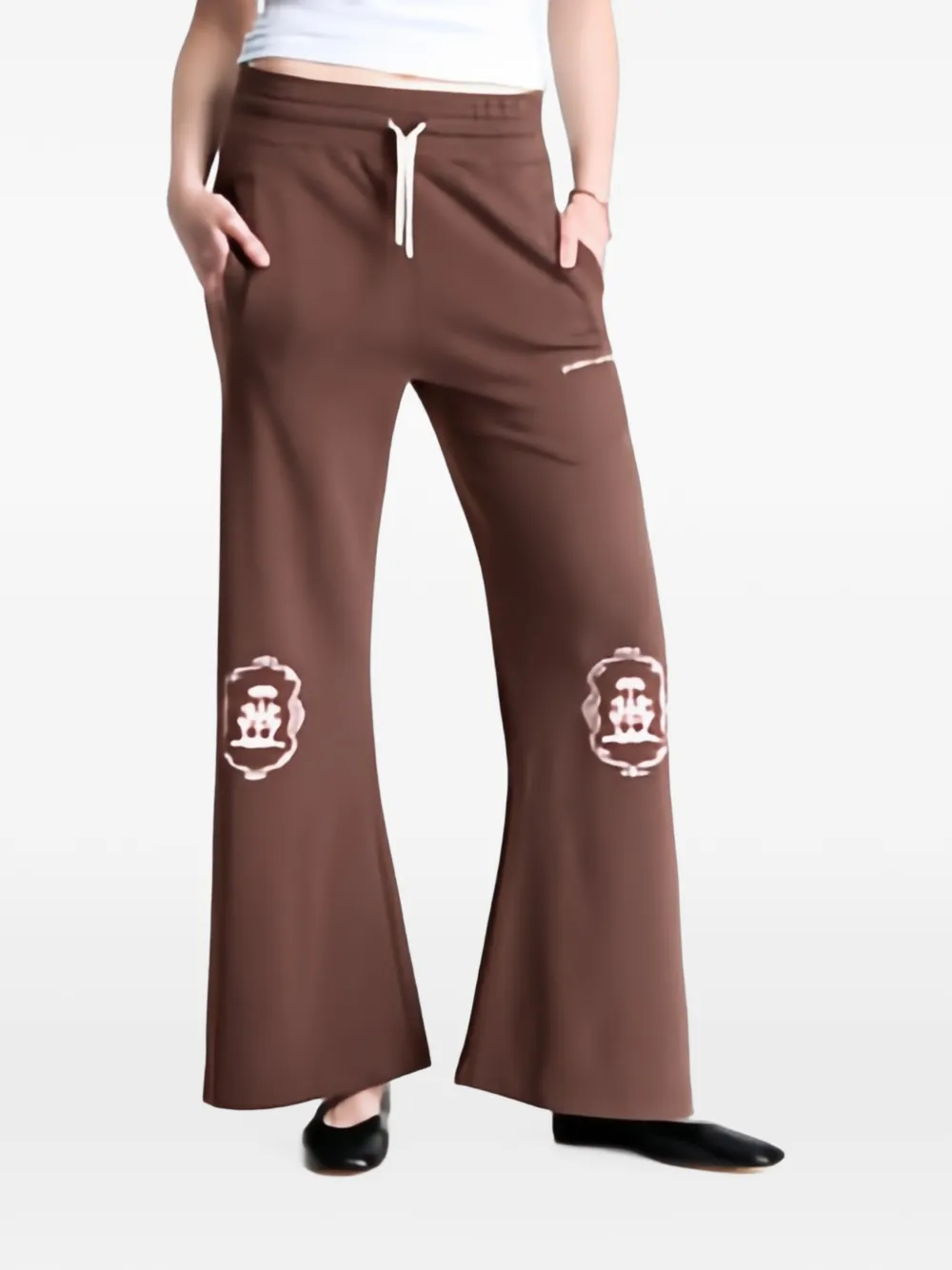 Palm Angels Lions Herald Graphic-print Track Pants In Brown