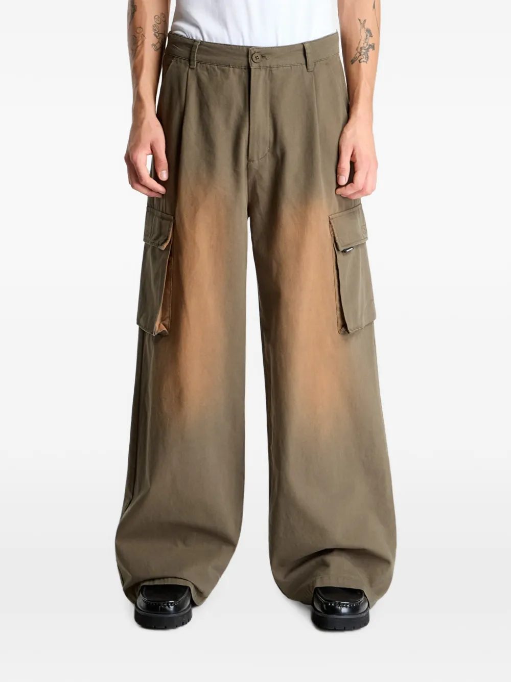 Daily Paper Cargo broek met verwassen effect en riemlussen Groen