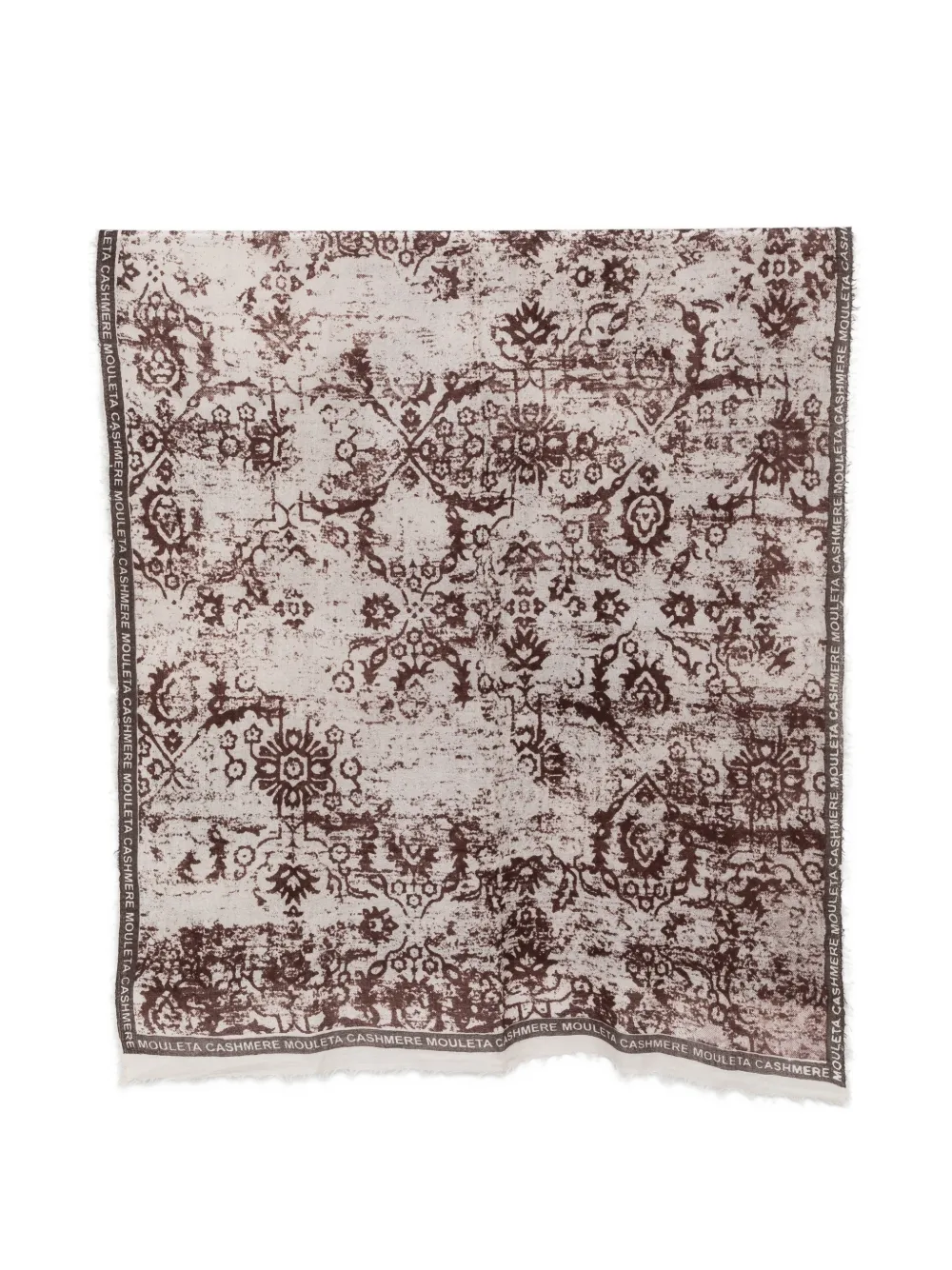 MOULETA Sciarpa sfrangiata con stampa damascata - Bianco