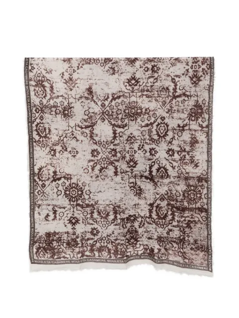 MOULETA damask-print frayed scarf