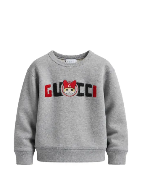 Gucci Kids logo-embroidered cat-motif sweatshirt
