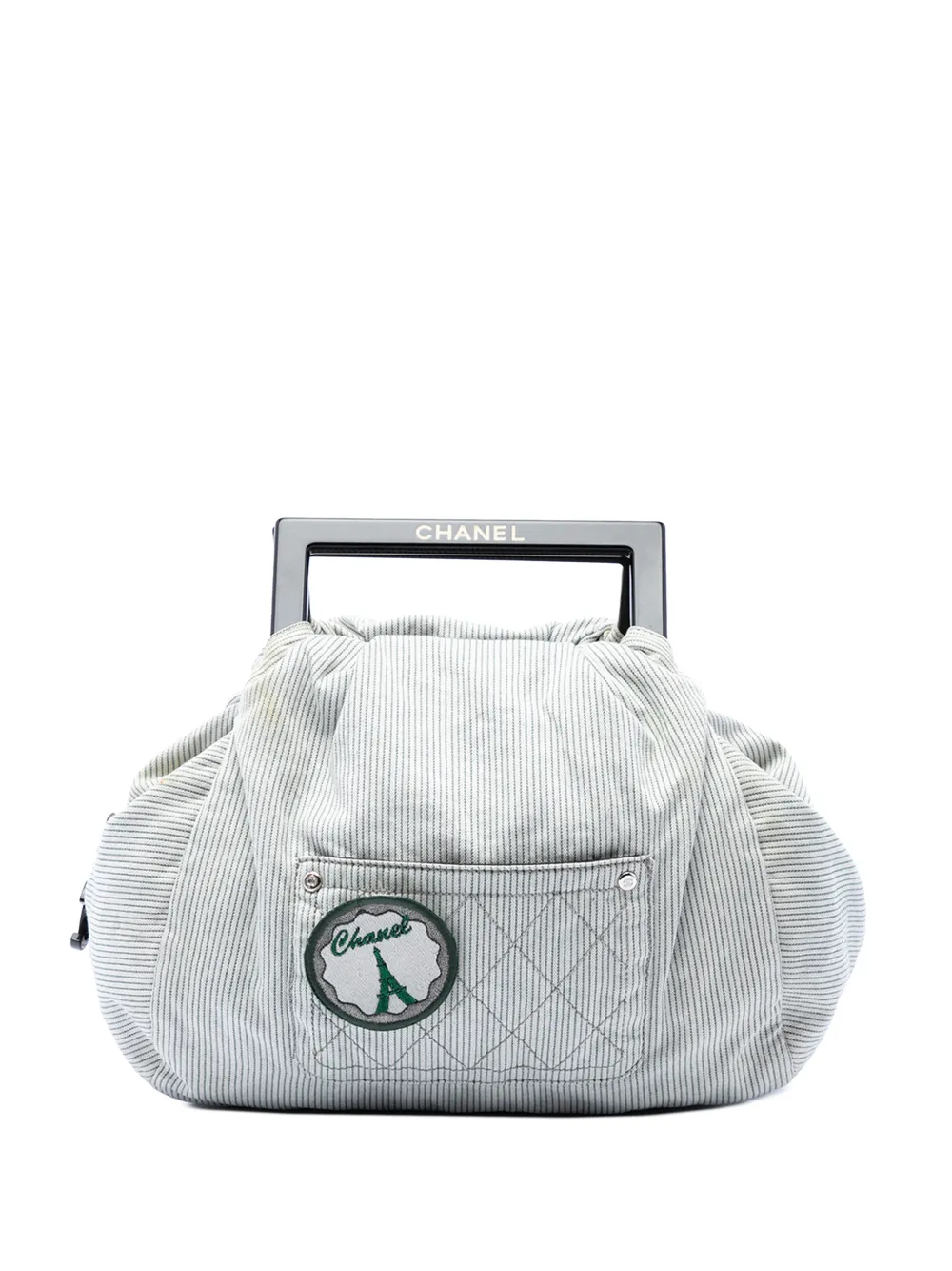 CHANEL Pre-Owned 2005-2006 Striped Canvas Coco Paris handbag - Grigio