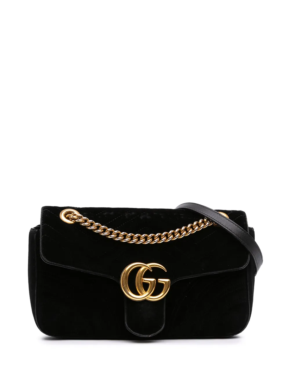 Gucci Pre-Owned 2016-2026 Medium GG Marmont Matelasse Velvet shoulder bag - Nero