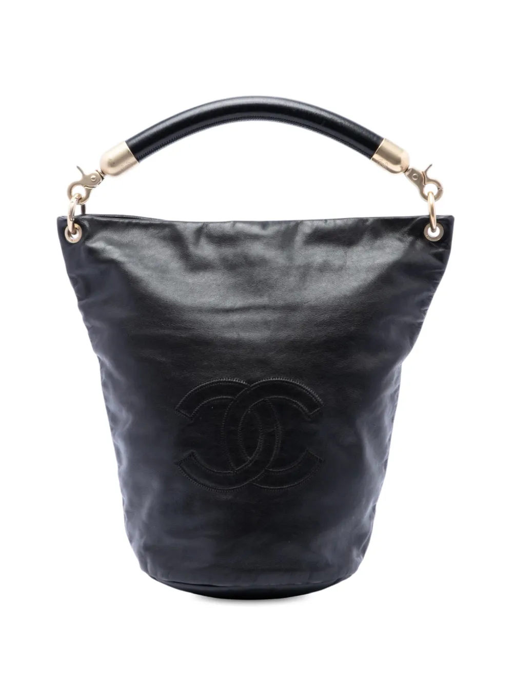 CHANEL Pre-Owned 2003-2004 CC Lambskin bucket bag - Black
