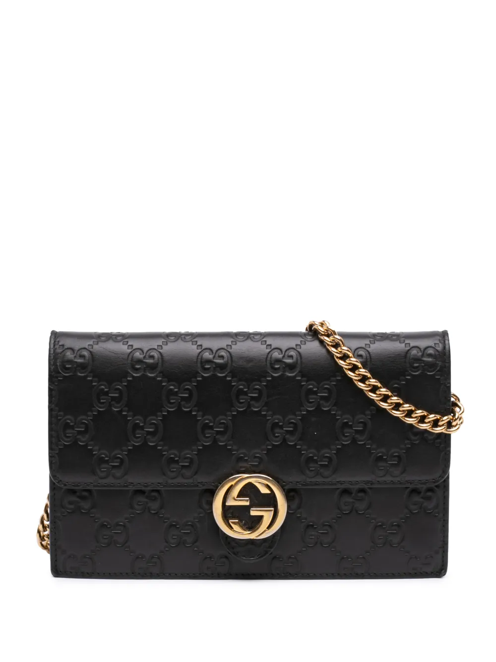 Gucci Pre-Owned 2000-2015 Guccissima Interlocking G Wallet on Chain crossbody bag - Nero