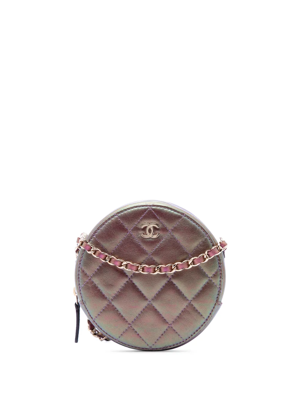 CHANEL Pre-Owned 2020 Quilted Iridescent Lambskin Round Clutch With Chain crossbody bag - Purple