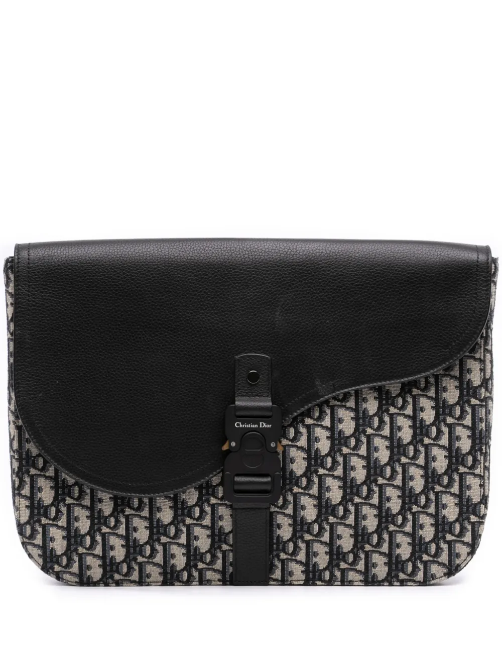 Christian Dior Pre-Owned 2022 Oblique Saddle A4 Clutch aus Canvas und Leder - Blau