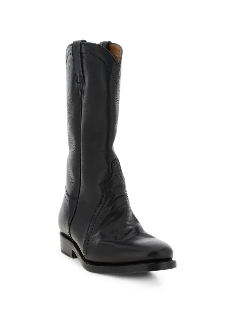 Jil Sander Bruce western-style stitching boots Zwart