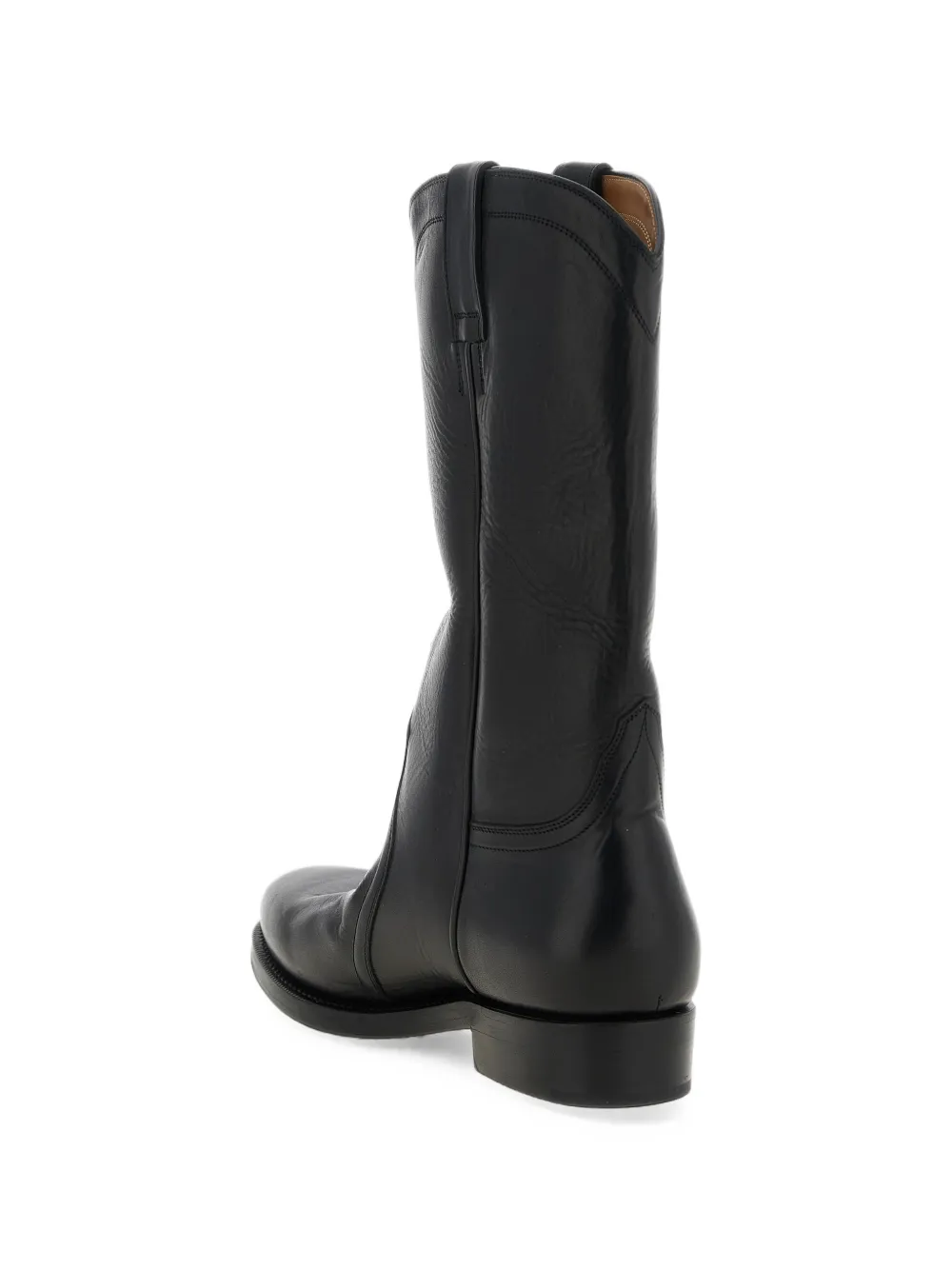 Jil Sander Bruce western-style stitching boots Zwart