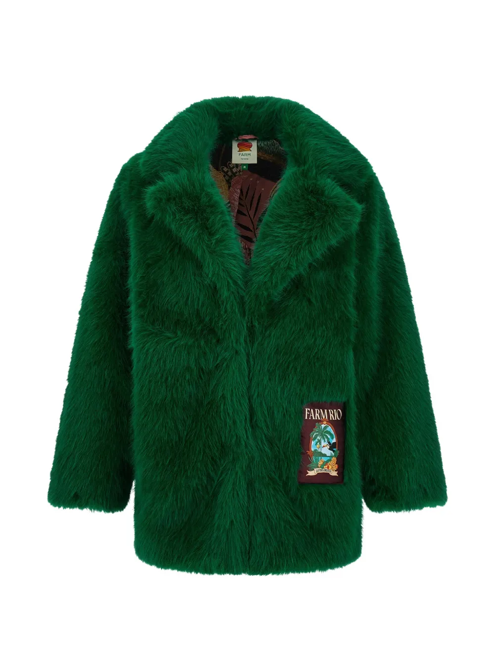 FARM Rio faux-fur graphic-patch coat