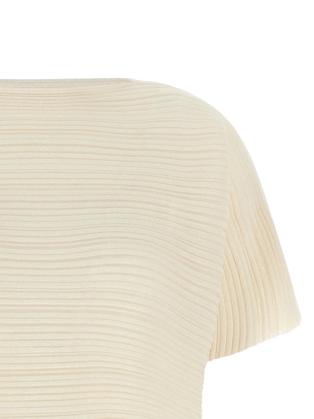 Pleats Please Issey Miyake Paper Bounce ribbed T-shirt Beige