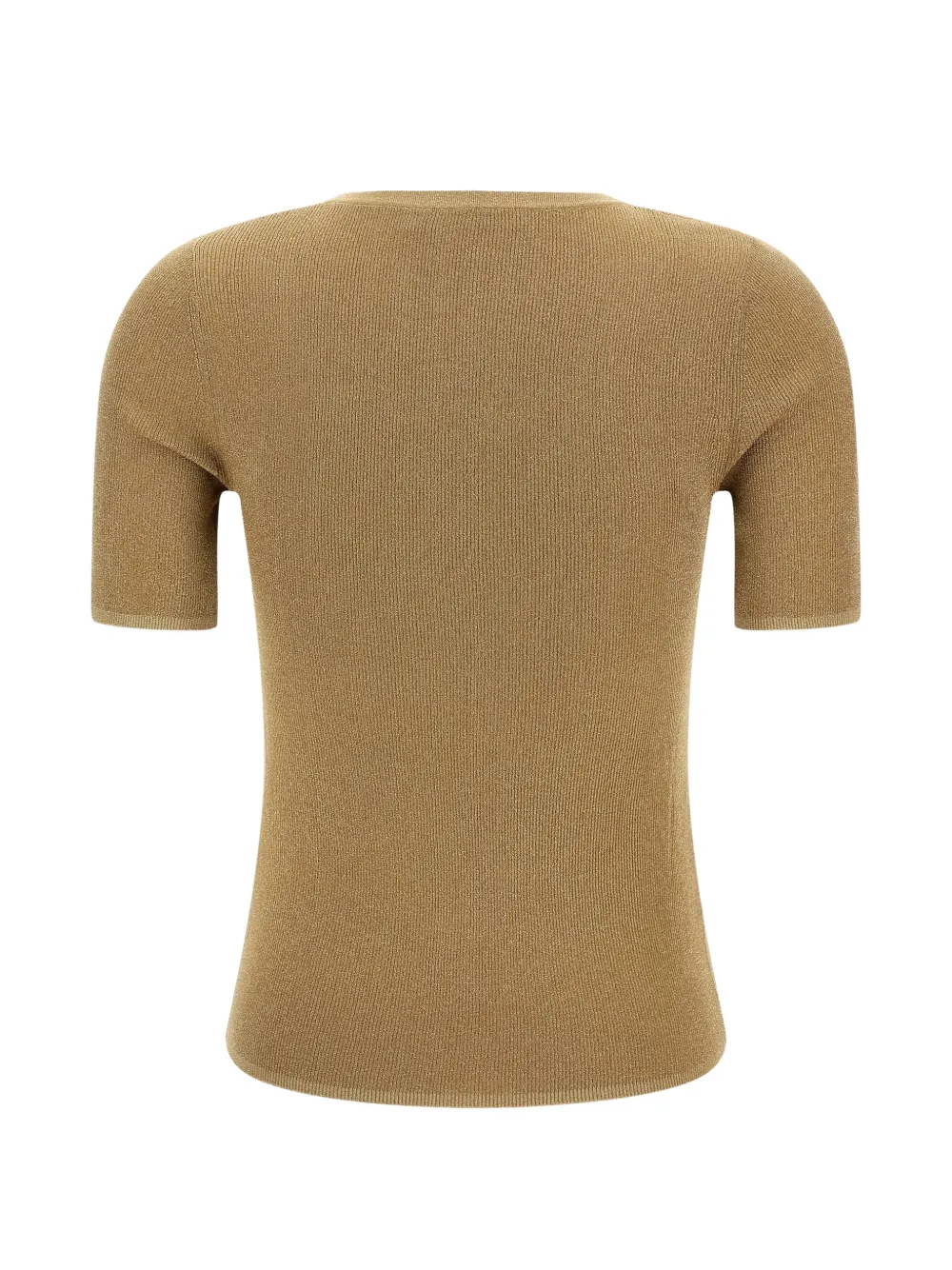 Max Mara Ribbed Metallic-thread T-shirt In Gold