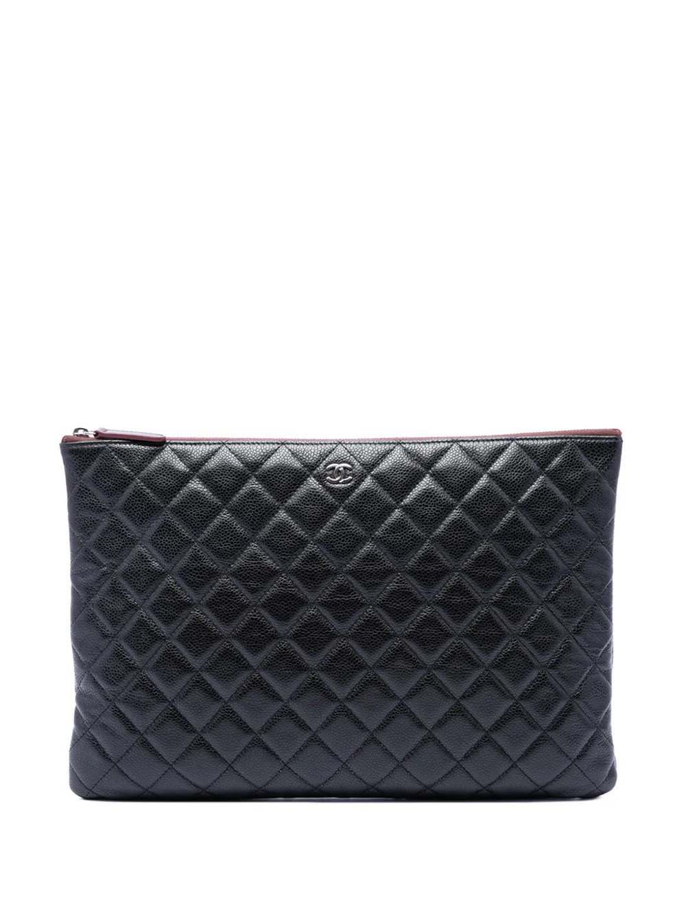 CHANEL Pre-Owned 2014 Large Quilted Caviar O Case clutch bag - Nero