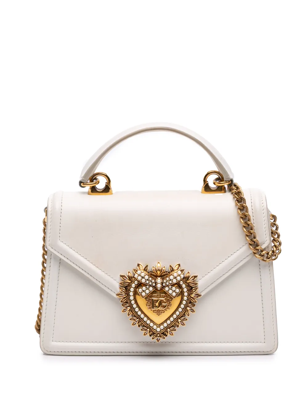 Dolce & Gabbana Pre-Owned Borsa a tracolla Devotion piccola in pelle di vitello liscia 2000-2026 - Bianco