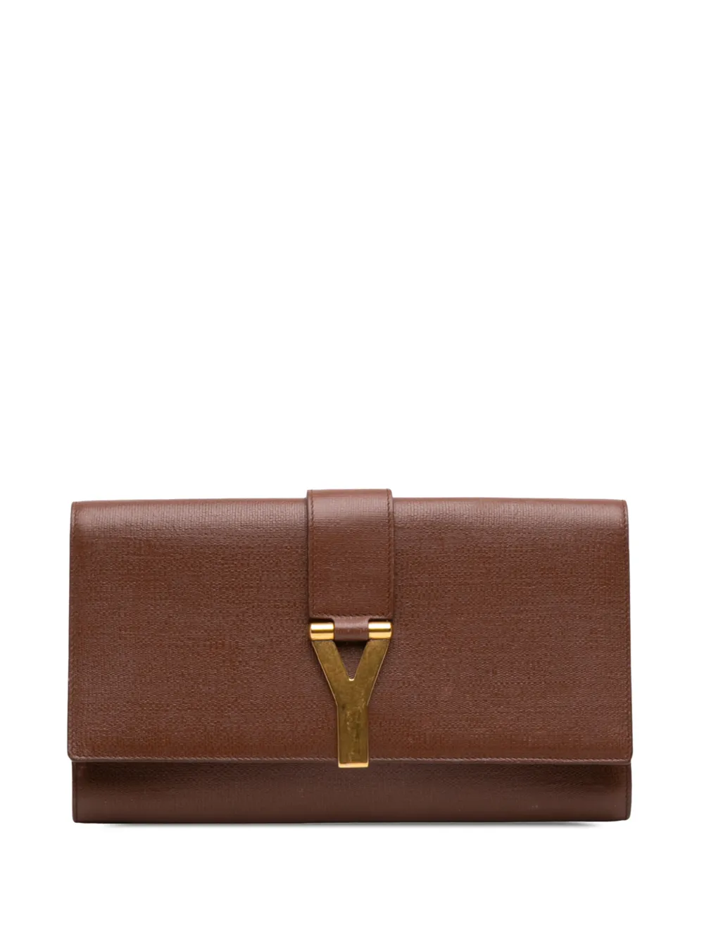 Saint Laurent Pre-Owned 20th Century Textured Leather Chyc Ligne clutch bag - Braun