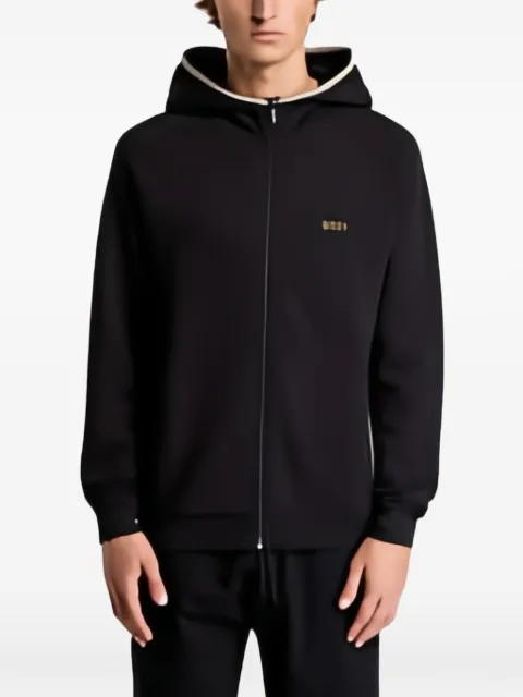 HUGO cotton-blend zip-up hoodie with contrast binding