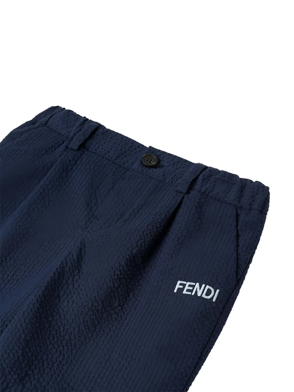 Fendi Kids Seersucker shorts met geborduurd logo Blauw