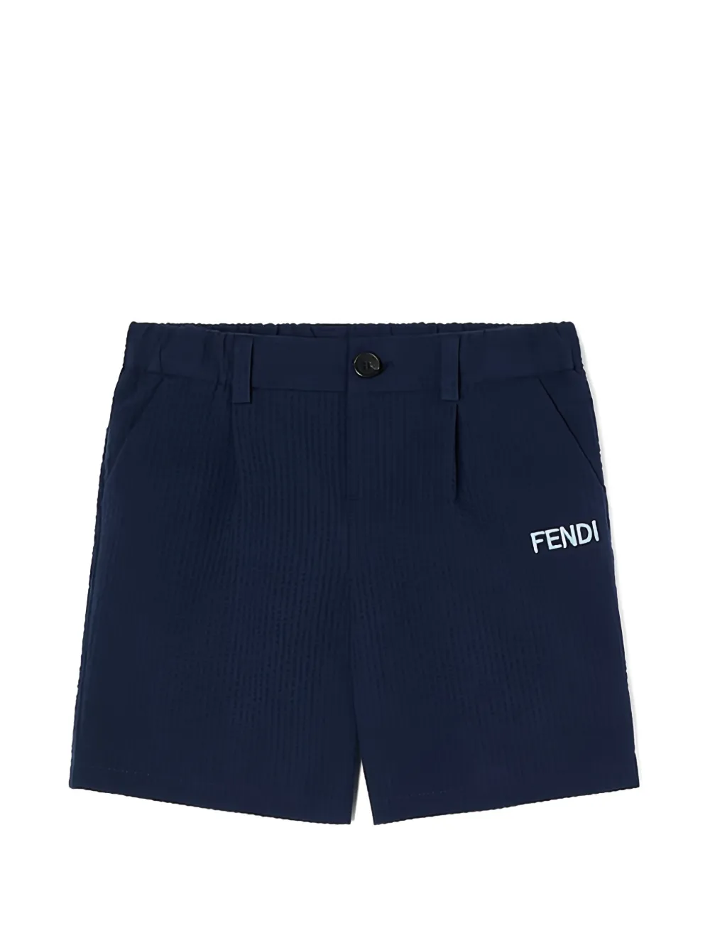 Fendi Kids seersucker logo-embroidered shorts - Blu