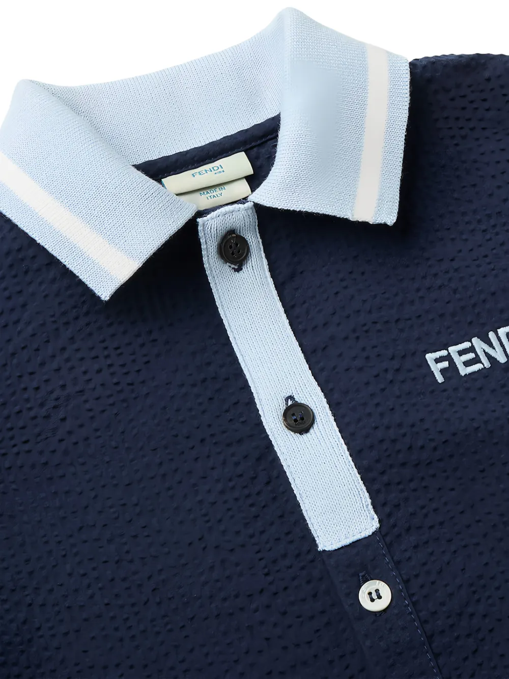 Fendi Kids Seersucker shirt met geborduurd logo Blauw