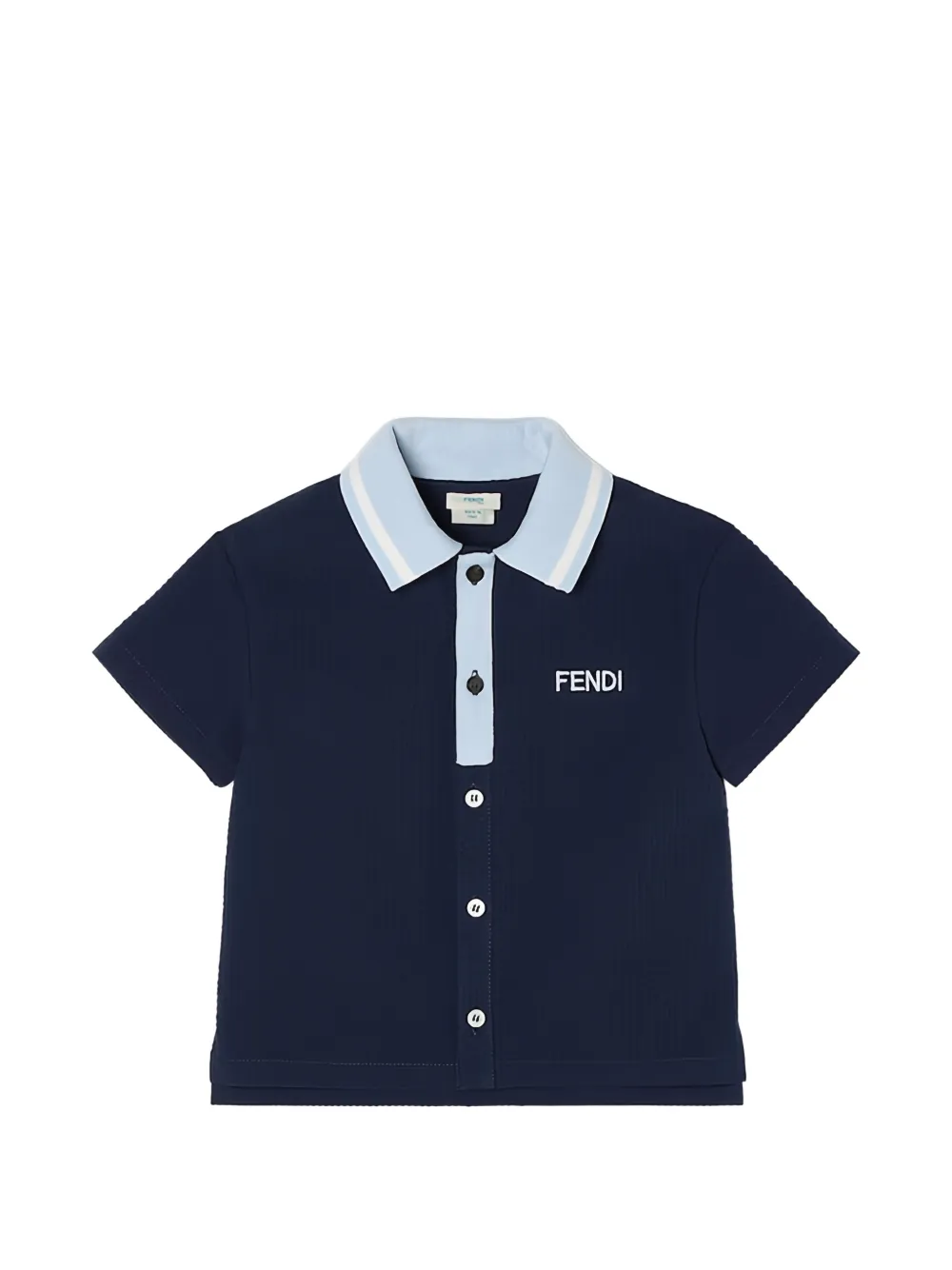 Fendi Kids seersucker embroidered-logo shirt - Blu