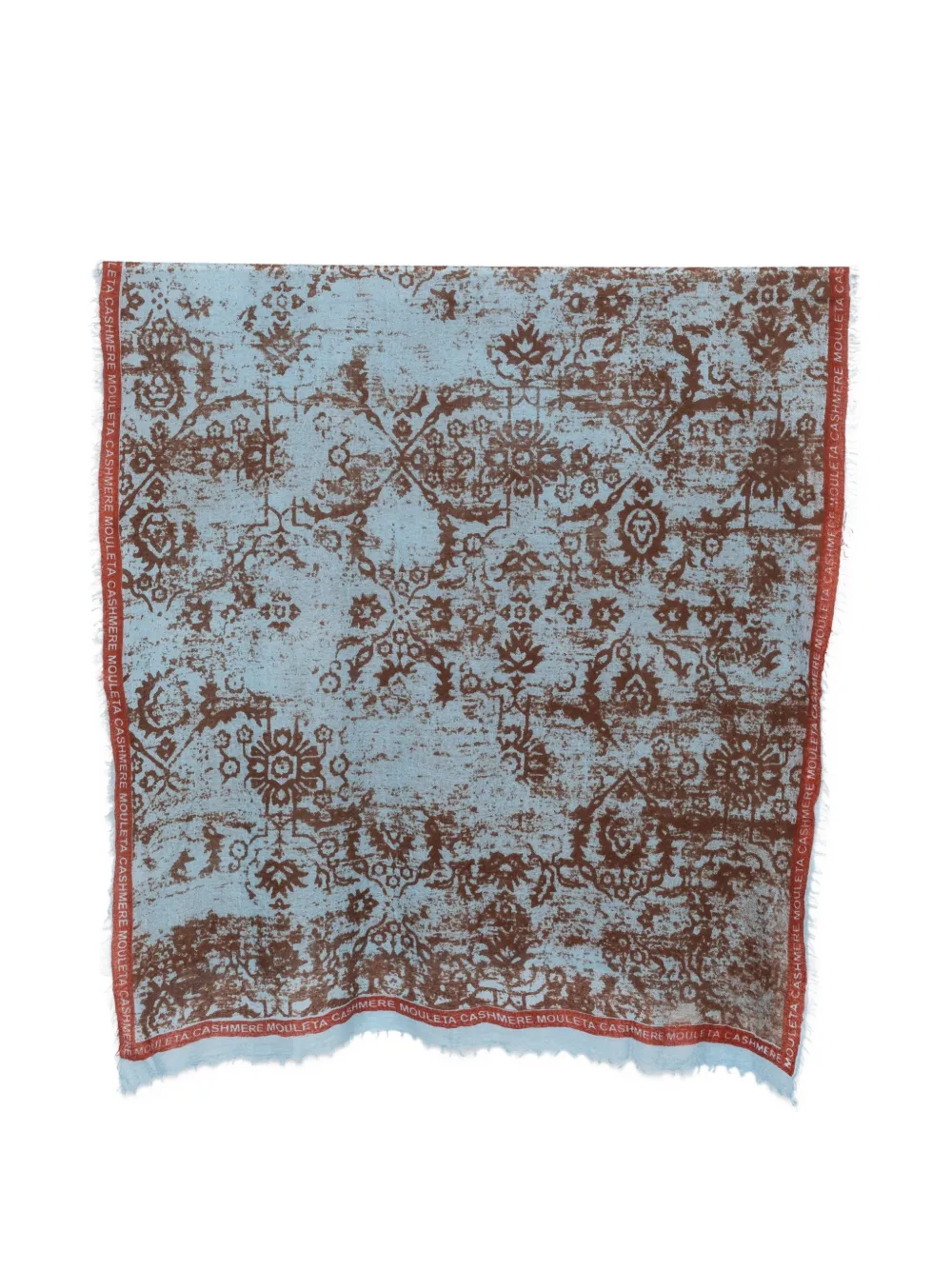 MOULETA Sciarpa sfrangiata con stampa damascata - Blu