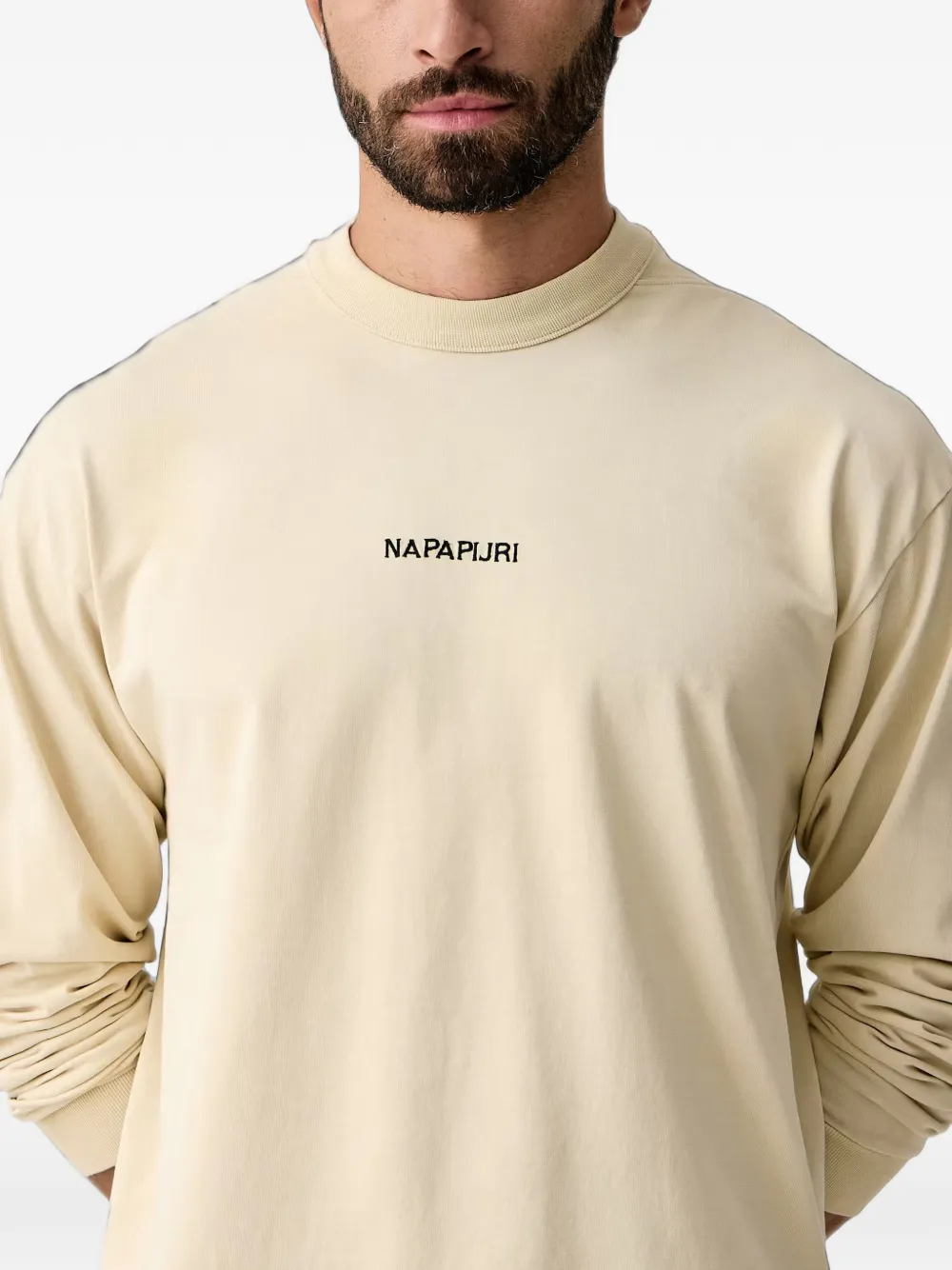 Napapijri Tenri T-shirt met print en lange mouwen Beige