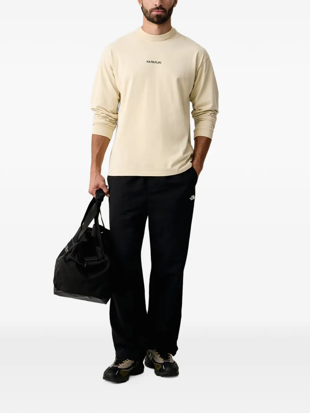 Napapijri Tenri T-shirt met print en lange mouwen Beige