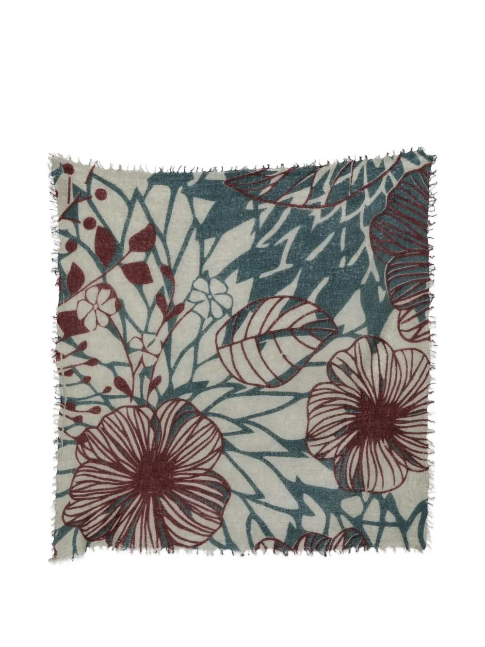 MOULETA Sciarpa a fiori con frange - Grigio