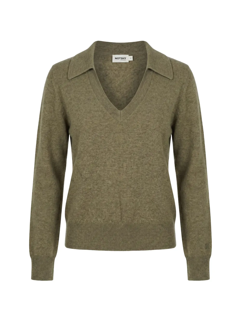 Not Shy Palmer V-neck Cashmere Sweater In 그린