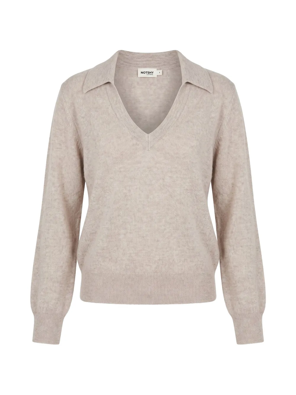 Not Shy Palmer Cashmere Spread-collar Sweater In 뉴트럴