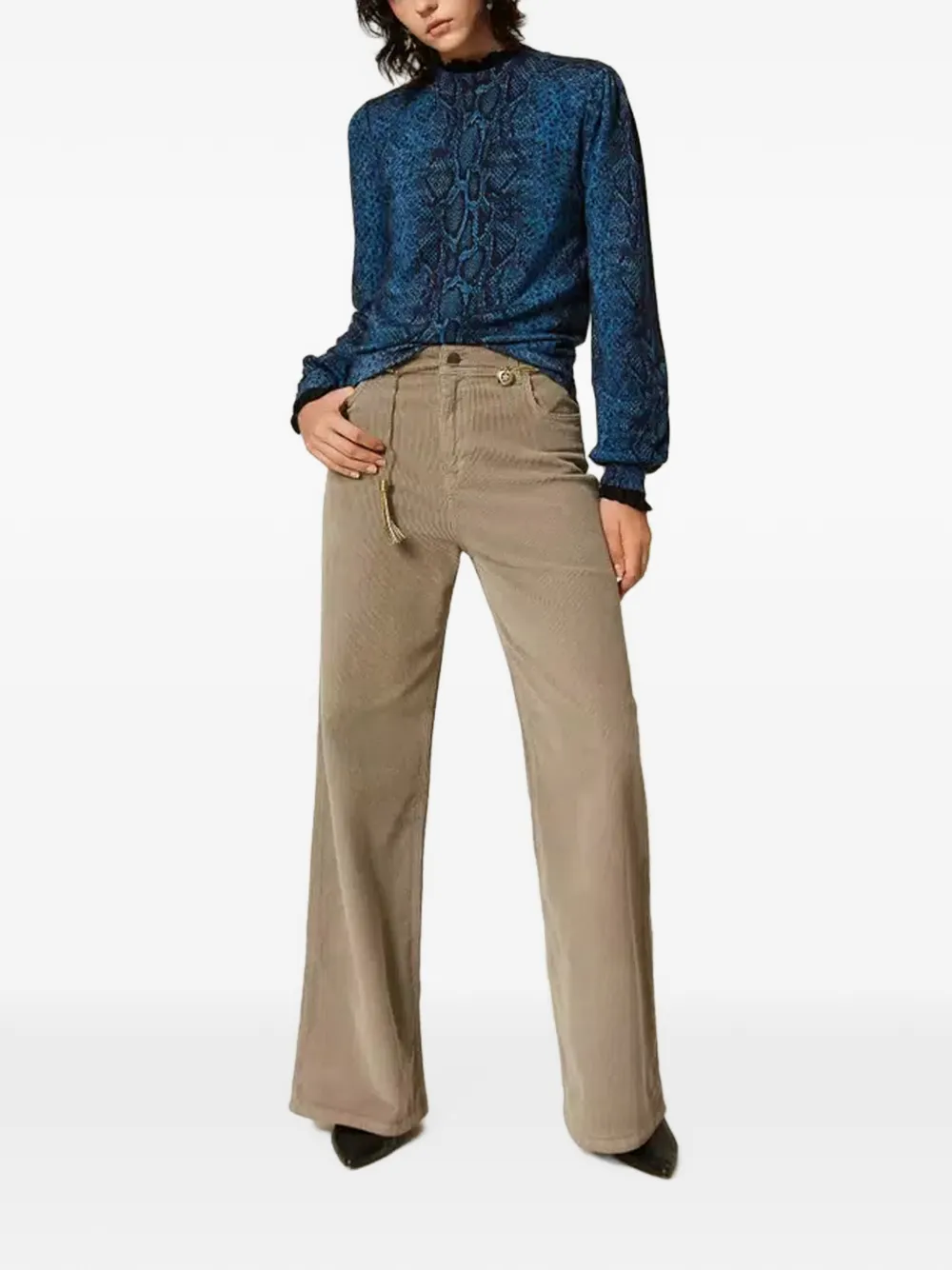 TWINSET Ribfluwelen broek Beige