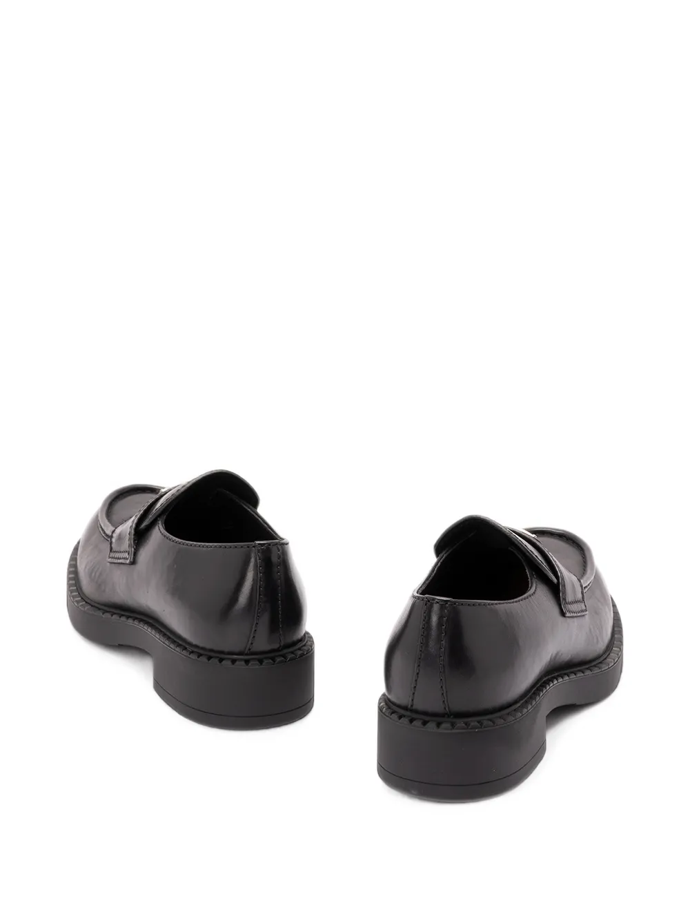 Prada Triangle logo leather loafers Zwart