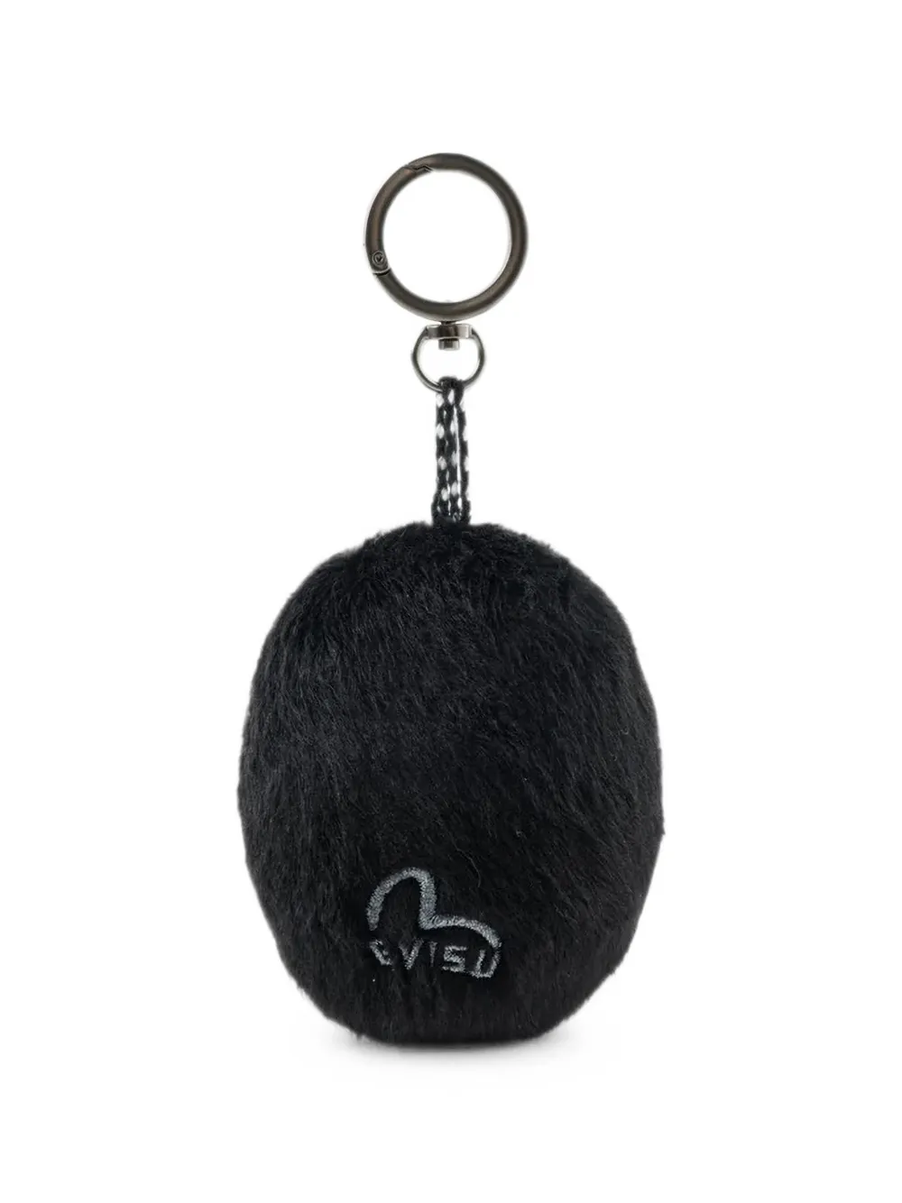 EVISU Daruma sleutelhanger van imitatiebont Zwart
